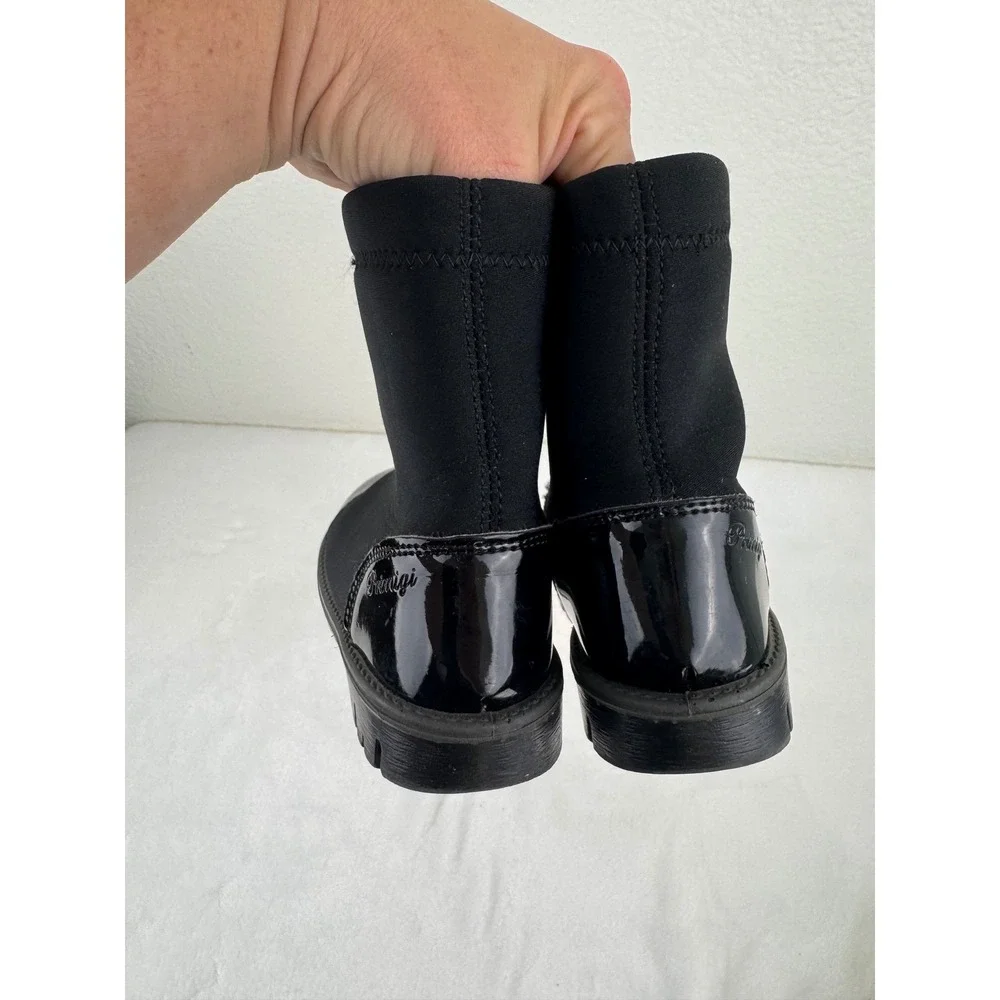 Primigi Black Patent‎ Cap Toe Side Zip Neoprene Boots Kids Size 24 8